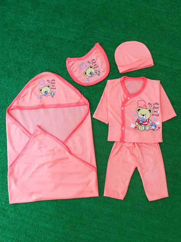 0Mth - 3Mth Little Bear Pink 5Pcs Gift Set For Newborn HG NBGS53