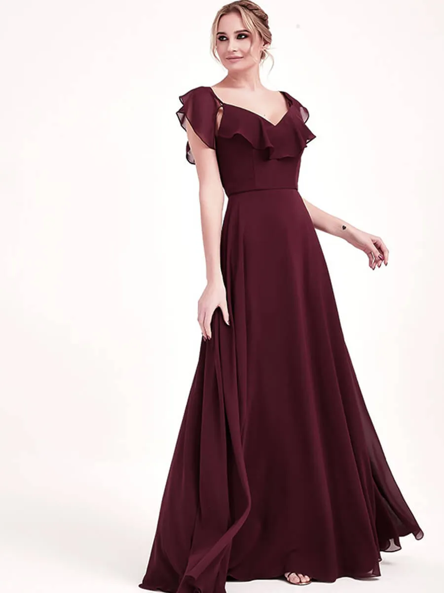 1 Of 3 Ways Cap Sleeve Pale Rose Chiffon Convertible Bridesmaid Dress