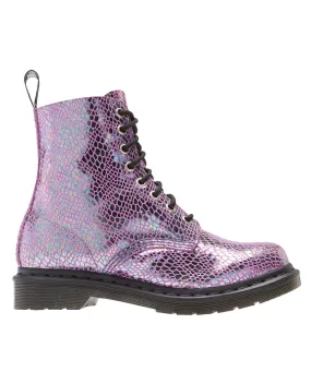 1460 Pascal Violet Mirror Shift Suede Snake Boots