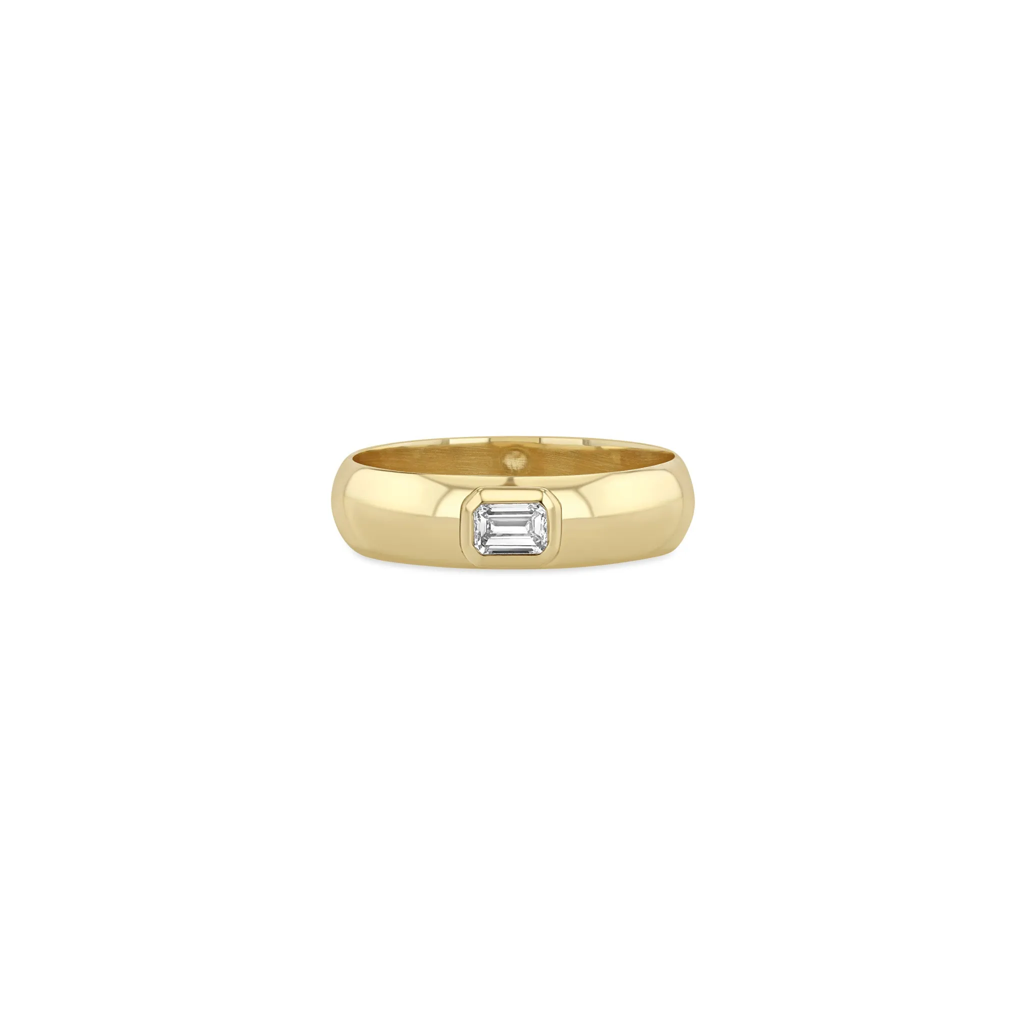 14k Emerald Cut Diamond Half Round Ring