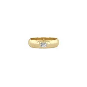 14k Emerald Cut Diamond Half Round Ring