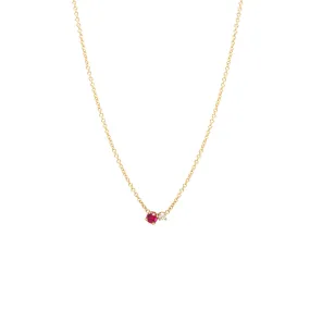 14k Prong Diamond & Ruby Necklace