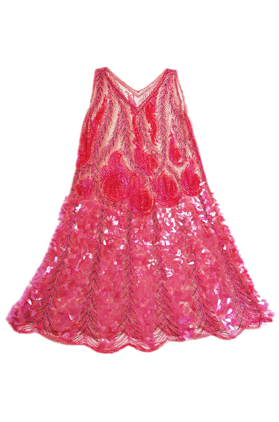 1920s Pink Sequin & Paillette Net Flapper