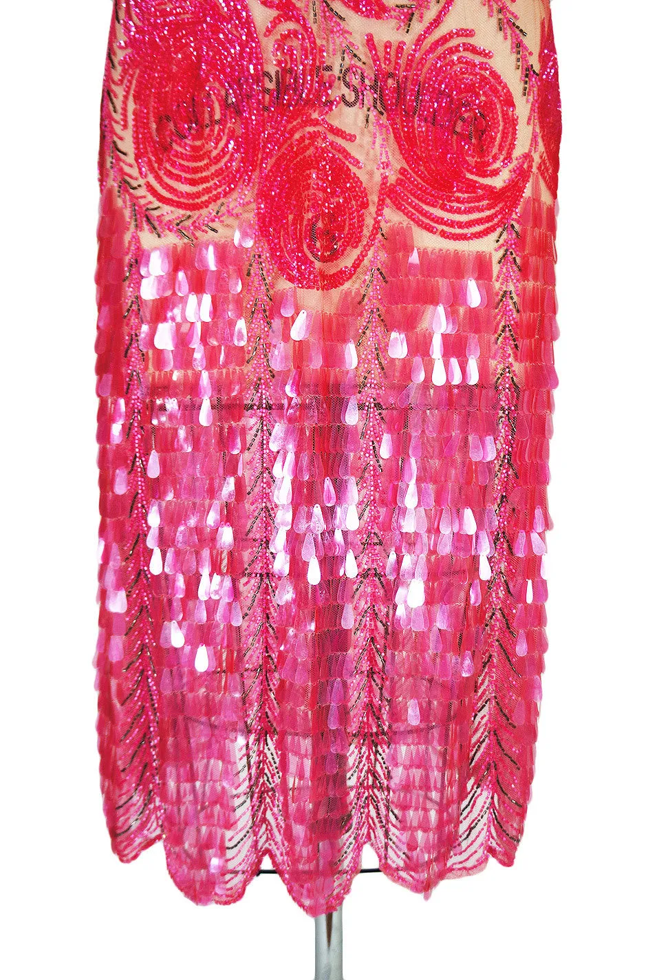 1920s Pink Sequin & Paillette Net Flapper