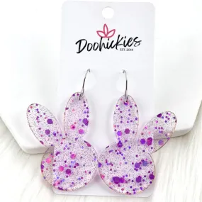 2.5 Purple Splatter Confetti Bunny Heads - Easter Earrings