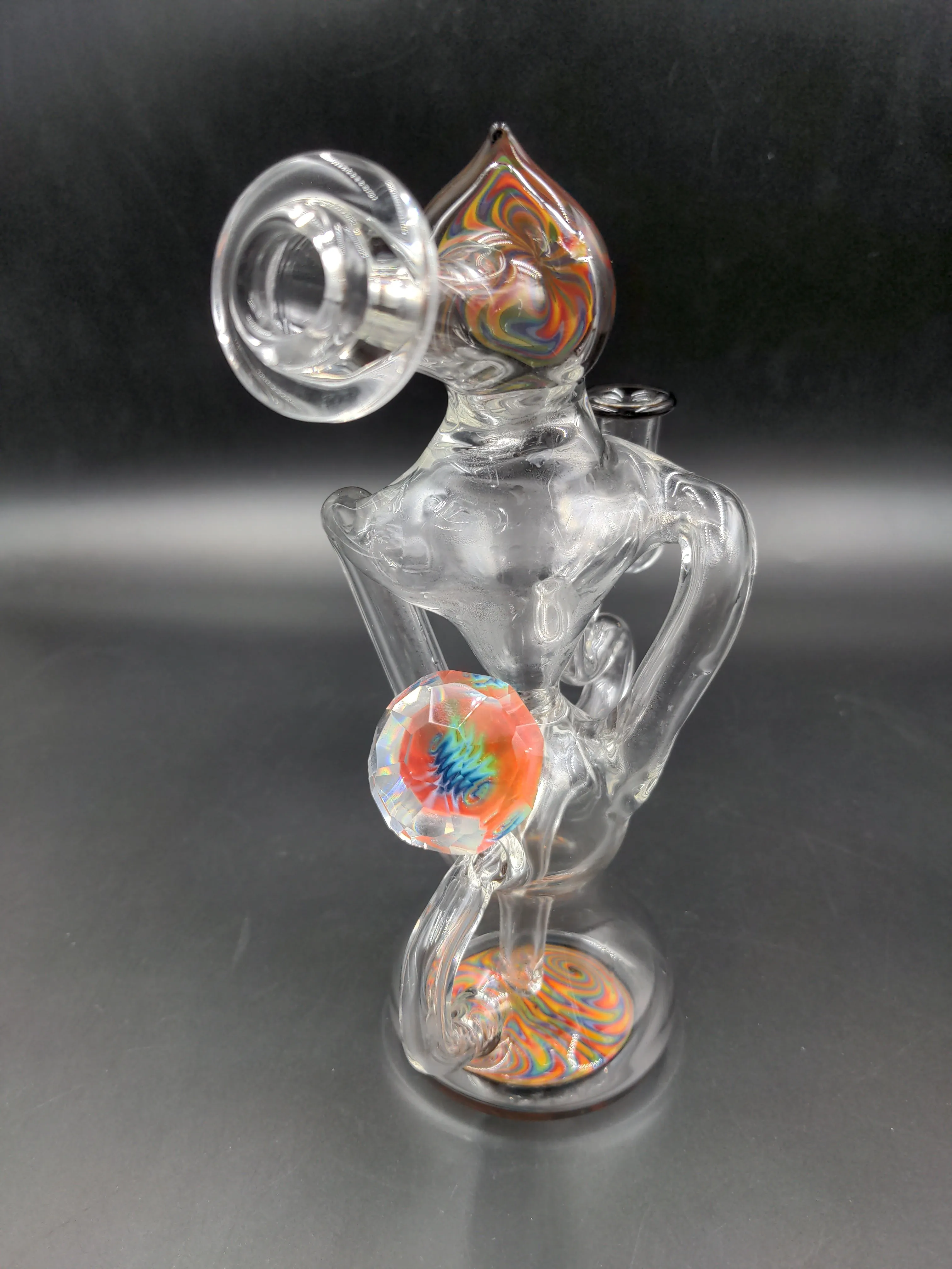 8 Wig Wag Recycler w/ Diamond Button - by SlynxGlass