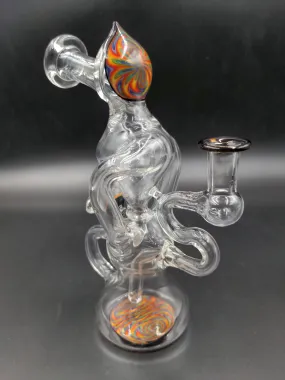 8 Wig Wag Recycler w/ Diamond Button - by SlynxGlass