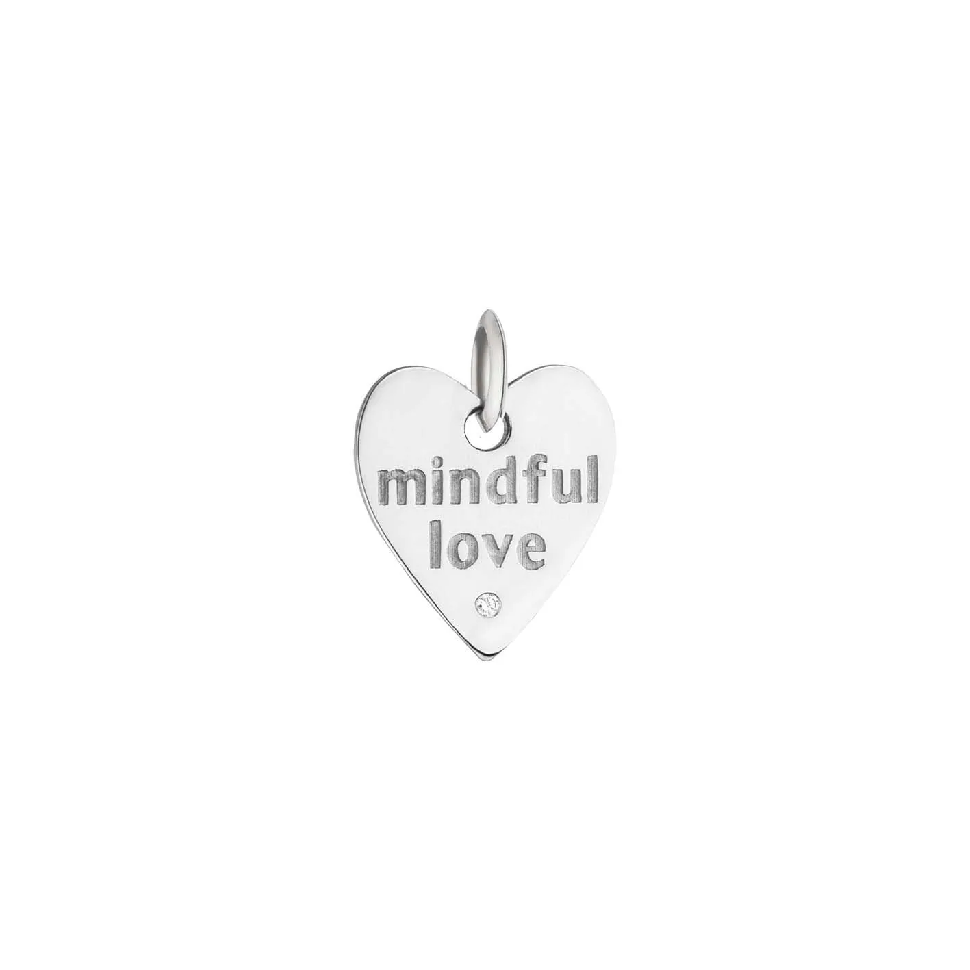 A Mindful love Heart 18K Gold or Whitegold Pendant w. Lab-Grown Diamond