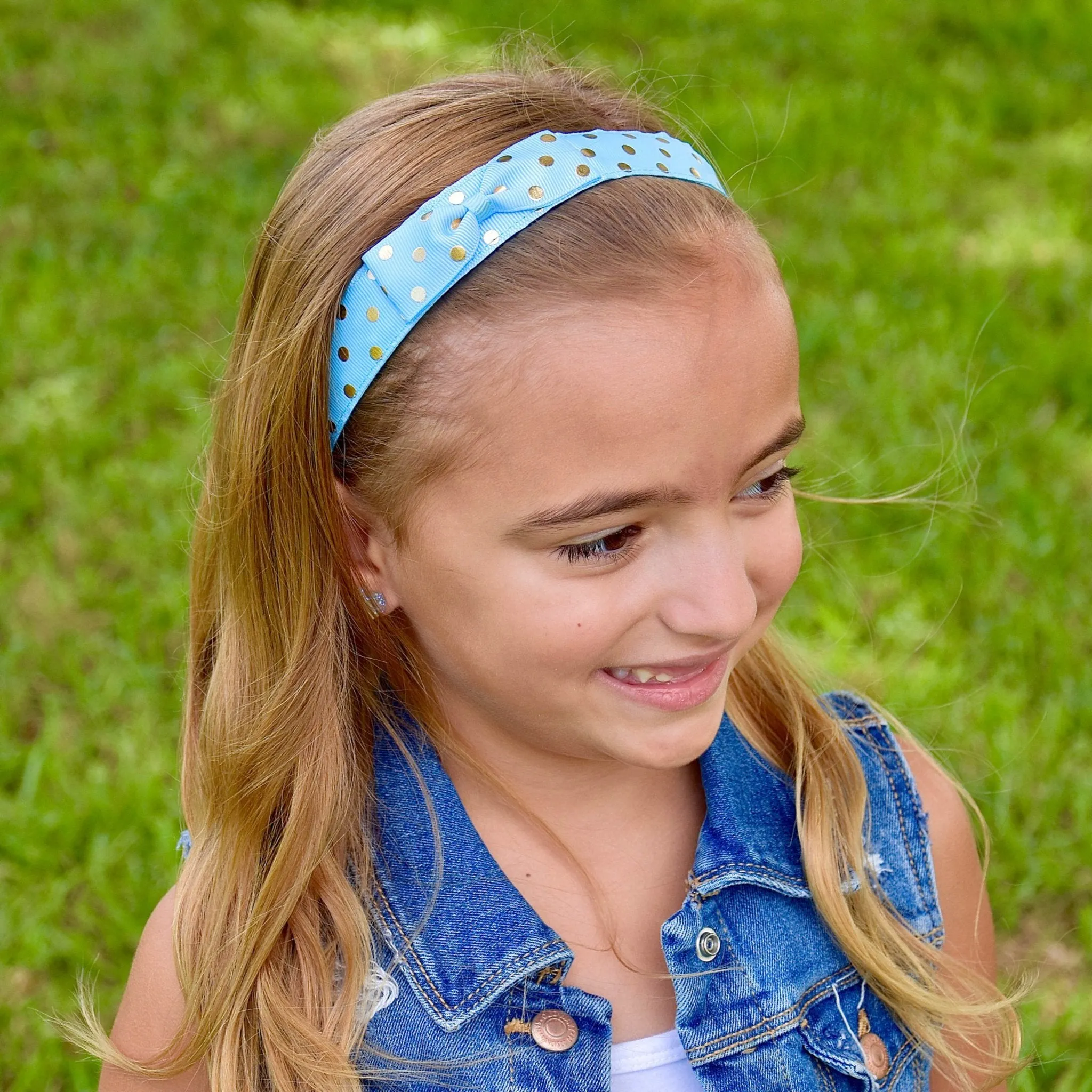 Adjustable No Slip Polka Dot Bow Headband