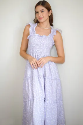 Agatha Midi Dress - lavender jasmine print