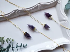 Amethyst Hexagon Point Gold Necklace