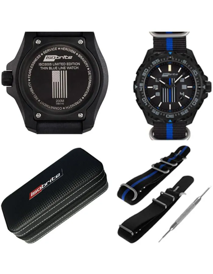 ArmourLite Isobrite Thin Blue Line Limited Edition Mens Watch - Black - 47mm