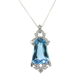 Art Deco Aquamarine and Diamond Pendant