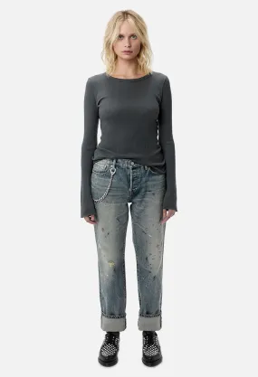 Beau Cashmere Rib Top / Charcoal