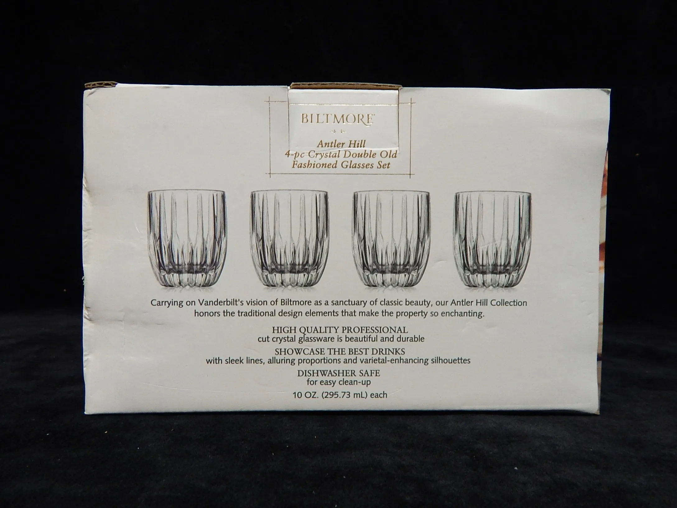 Biltmore Antler Hill Crystal Old Fashioned Glasses - Set of 4 - Like New!