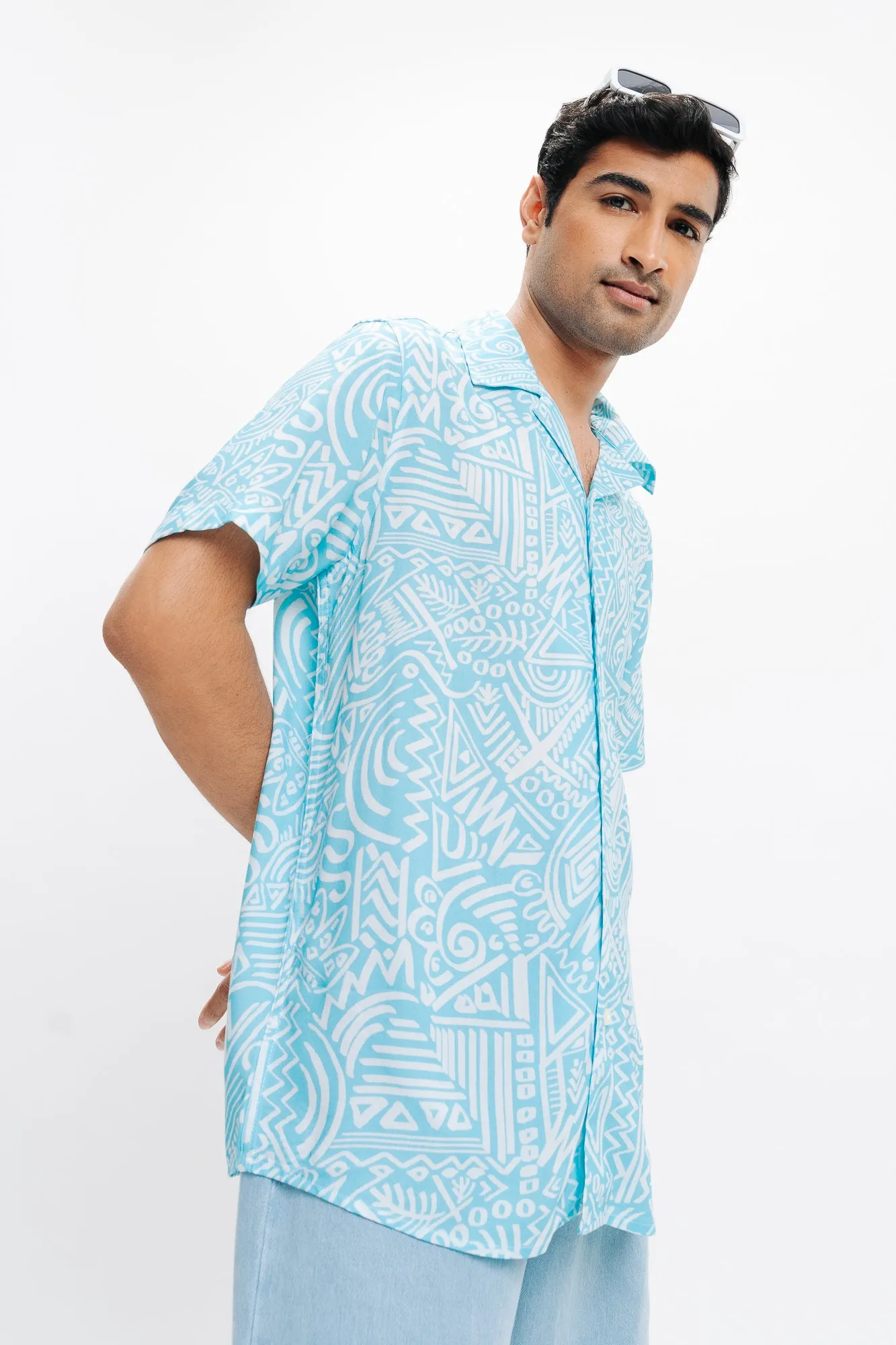 Blue Geo Printed Shirt