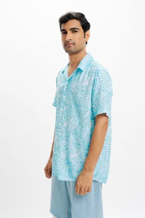 Blue Geo Printed Shirt