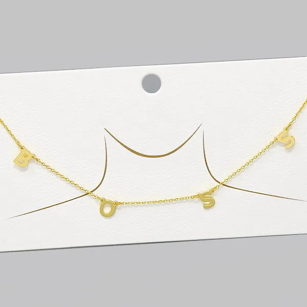 BOSS Letter Station Pendant Gold Dipped Necklace