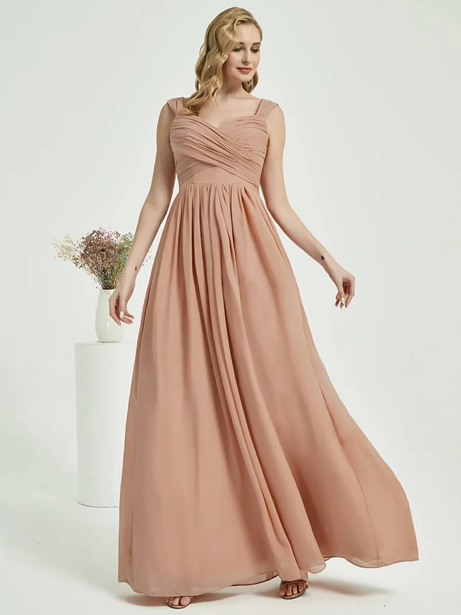 Cinnamon Rose Sweetheart Backless Chiffon Floor-Length Bridesmaid Dress