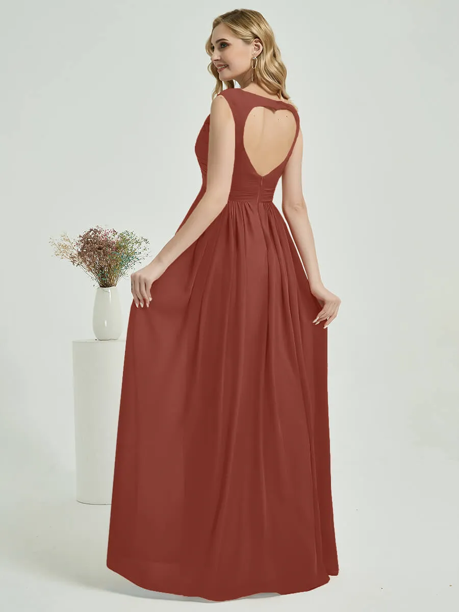 Cinnamon Rose Sweetheart Backless Chiffon Floor-Length Bridesmaid Dress