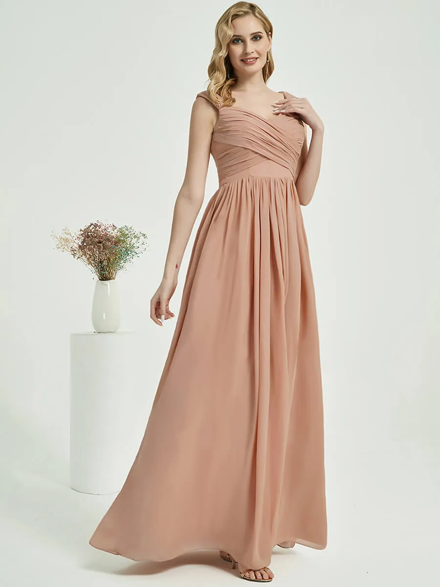 Cinnamon Rose Sweetheart Backless Chiffon Floor-Length Bridesmaid Dress