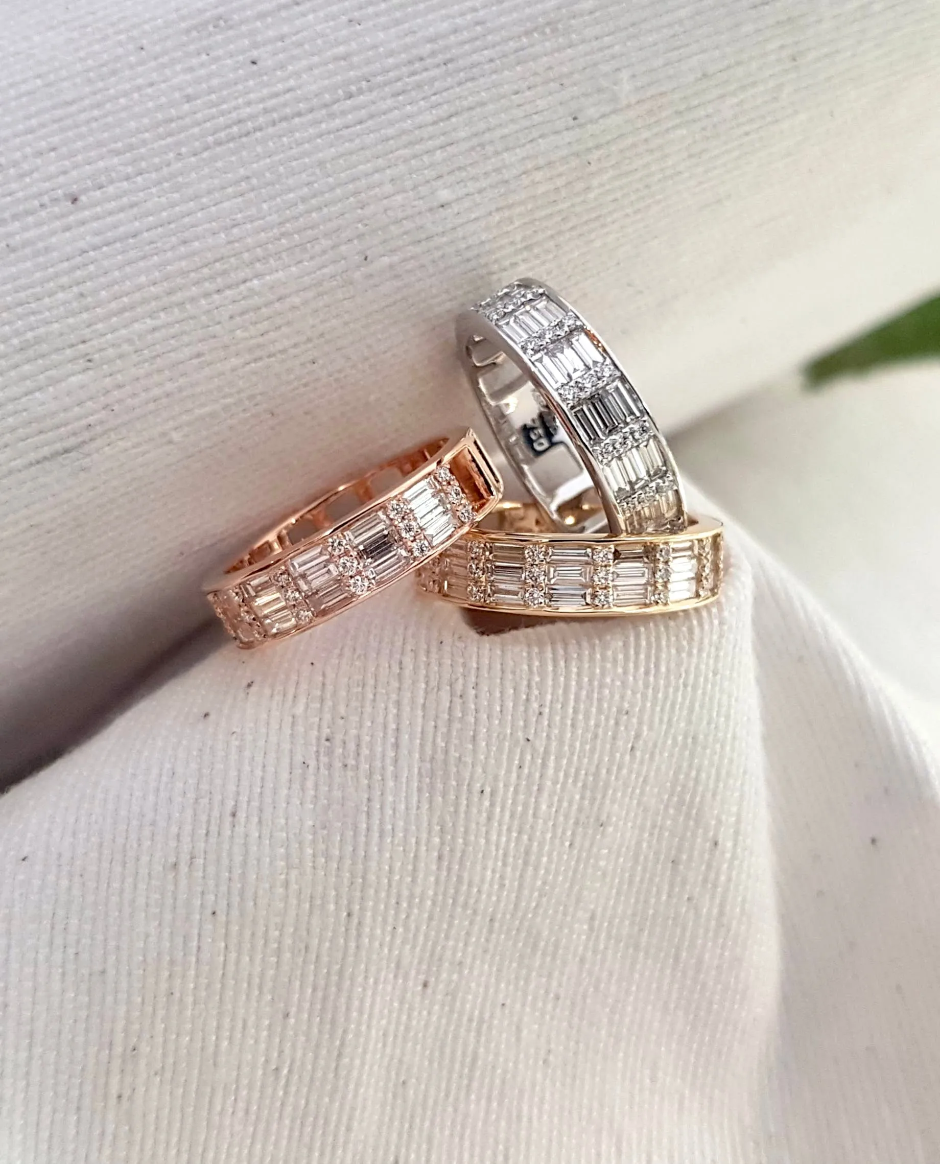 Classic Diamond Cigar 3 Ring set in 18K Gold