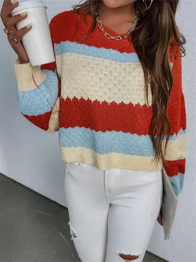 Colorblock Lantern Sleeve Sweater