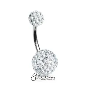 Crystal Cluster Ferido Double Disco Ball Navel Belly Button Ring-Clear