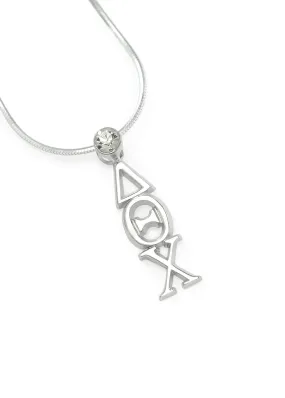 Delta Theta Chi Sterling Silver lavaliere pendant with clear crystal