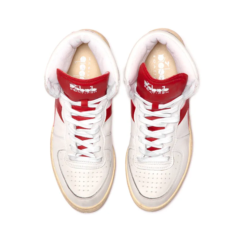 DIADORA HERITAGE SNEAKERS MI BASKET BIANCO LINGUETTA ROSSA