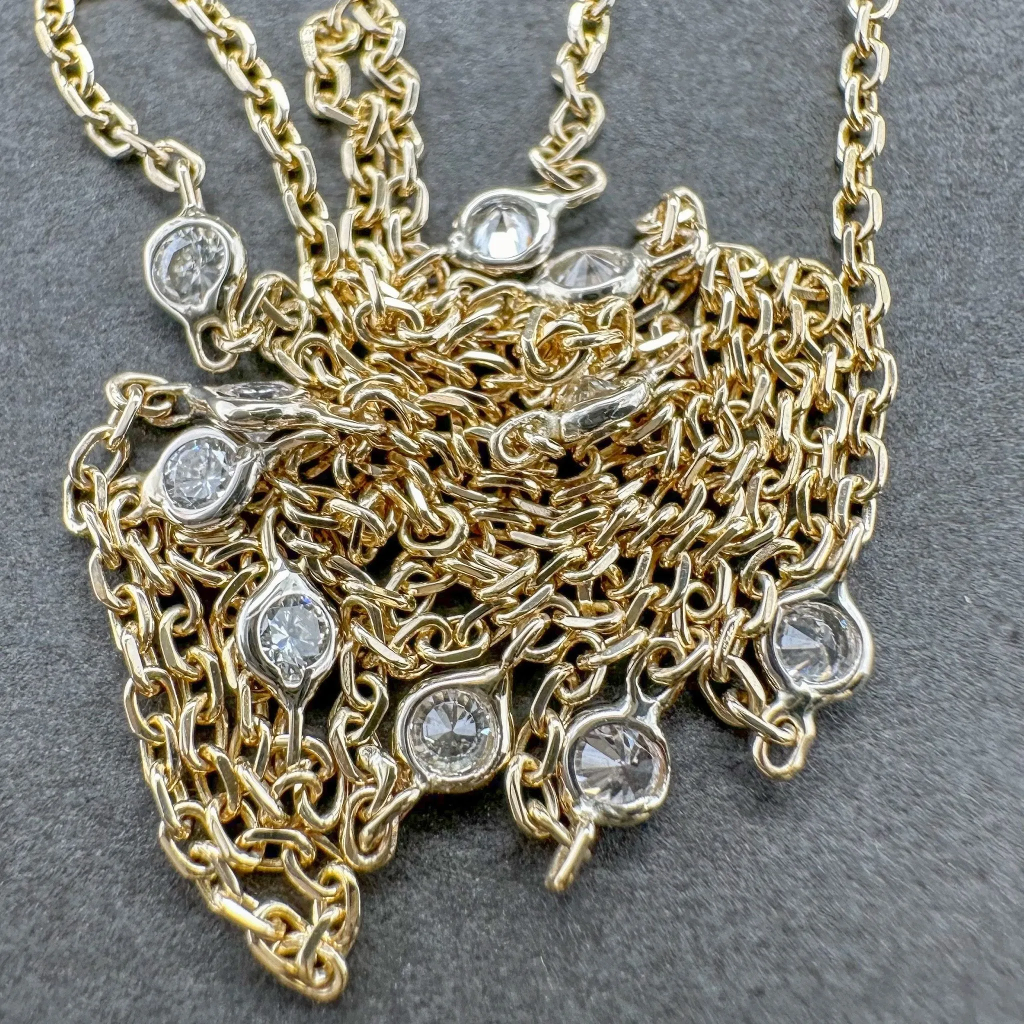 Estate 14K TT Gold 0.38ctw G-H/VS2-SI1 Diamonds By The Yard Necklace