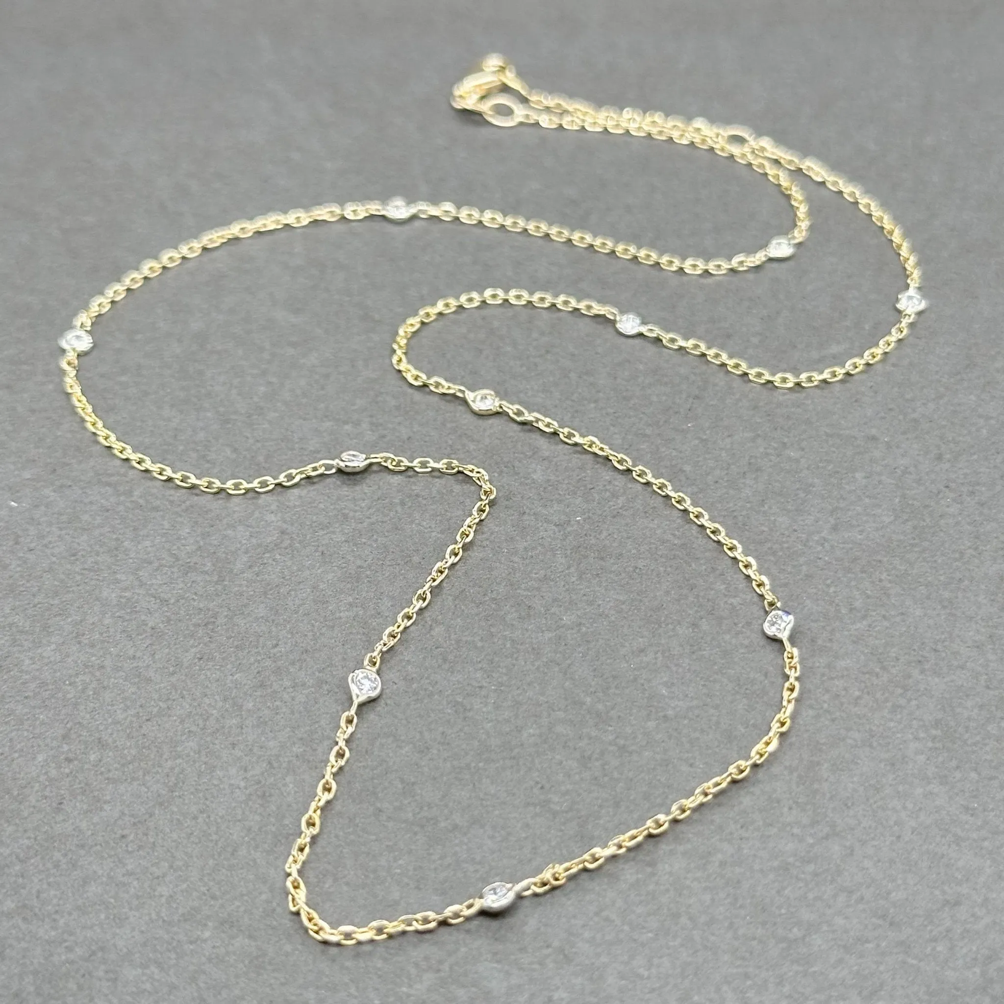 Estate 14K TT Gold 0.38ctw G-H/VS2-SI1 Diamonds By The Yard Necklace