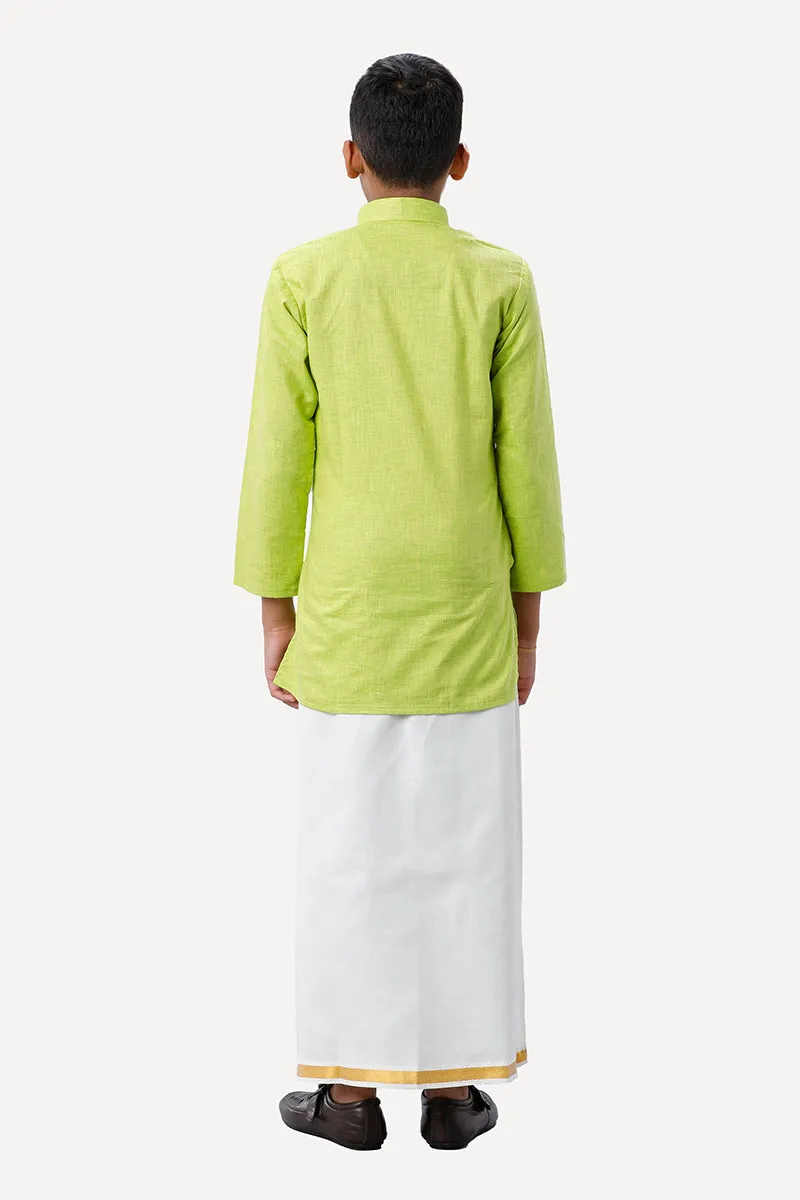 Exotic - Light Green Kurta and Matching Fixit Dhoti 2 In 1 Set For Kids | Uathayam