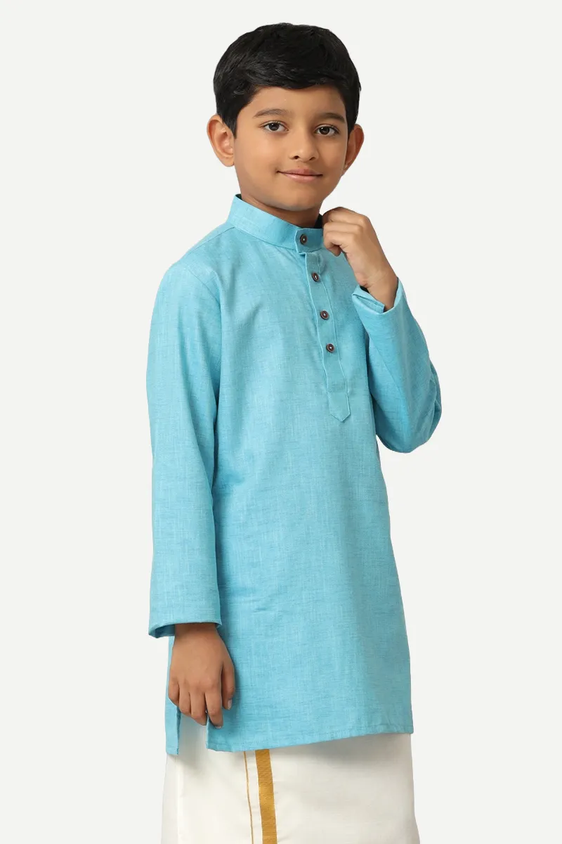 Exotic - Sky Blue Kurta and Matching Fixit Dhoti 2 In 1 Set For Kids | Uathayam