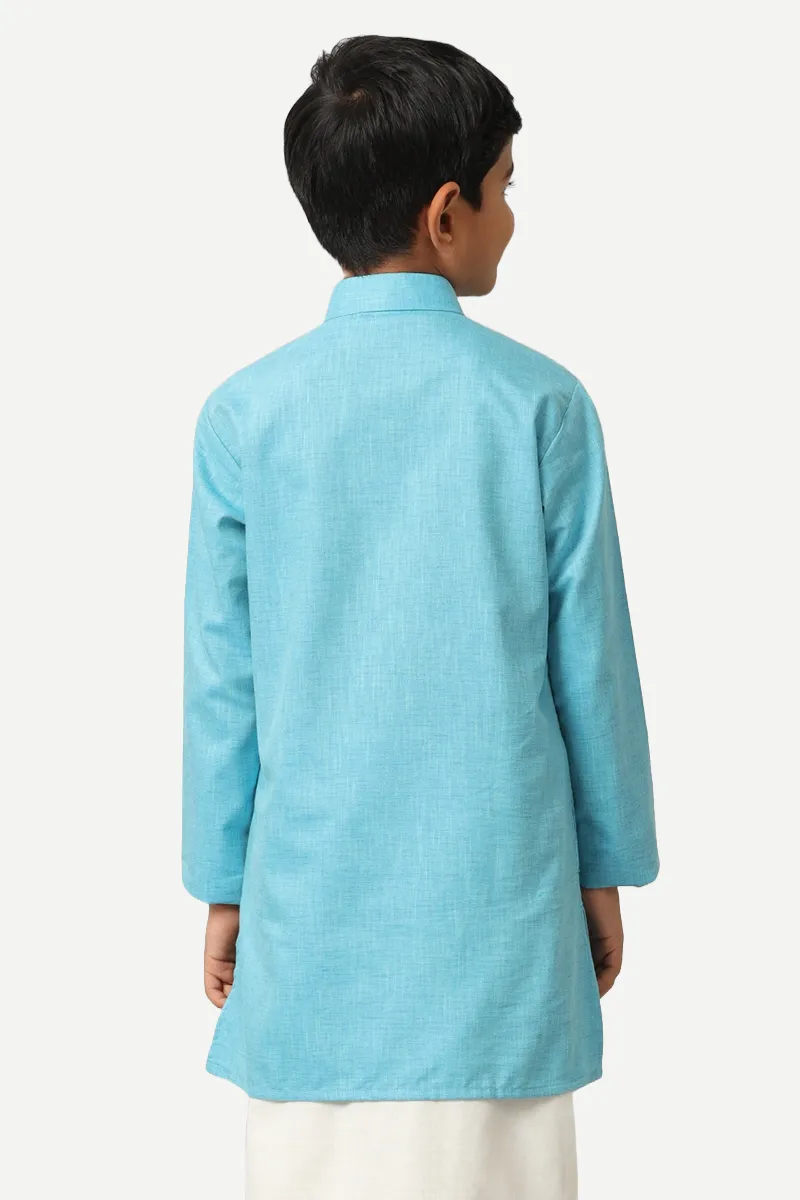 Exotic - Sky Blue Kurta and Matching Fixit Dhoti 2 In 1 Set For Kids | Uathayam