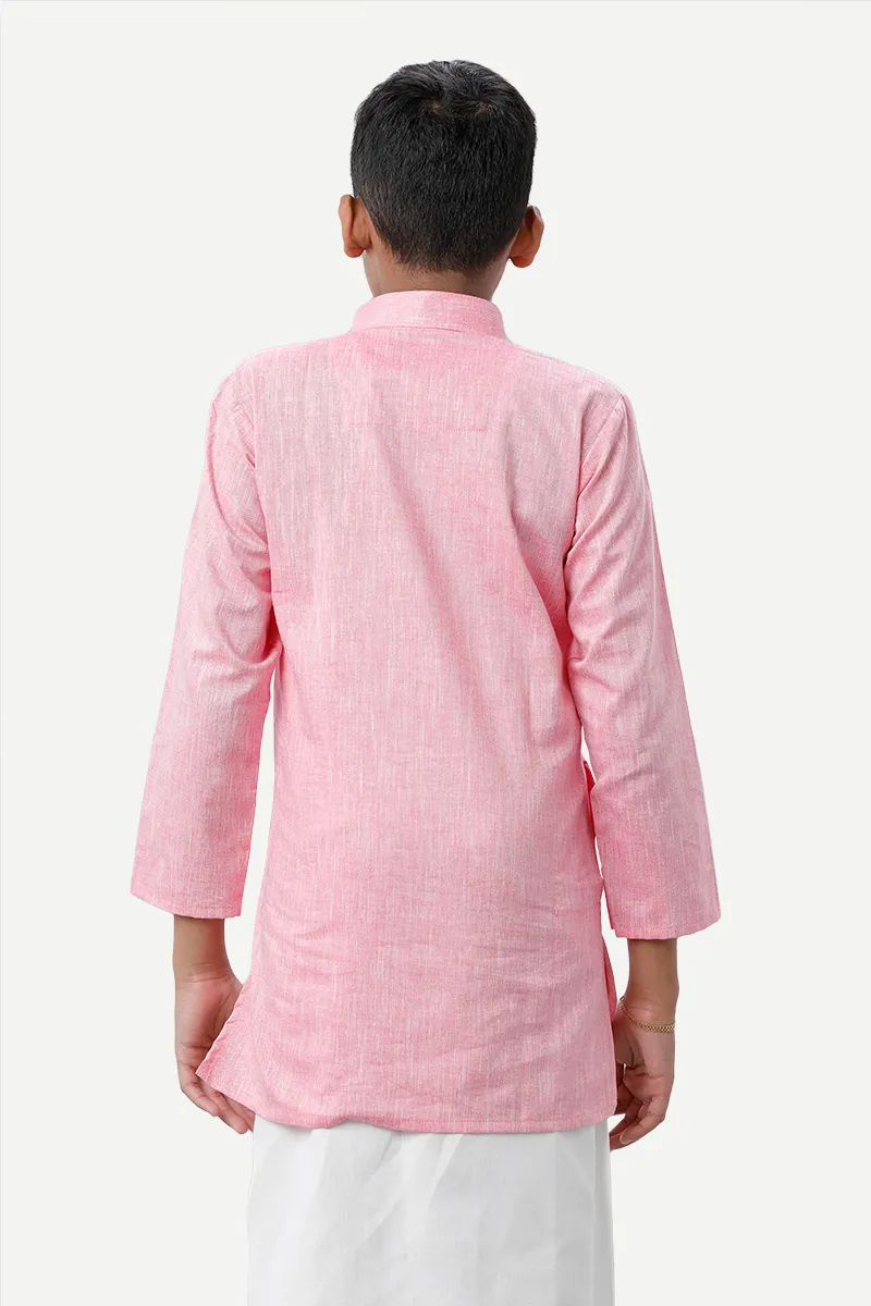 Exotic - Soft Pink Kurta and Matching Fixit Dhoti 2 In 1 Set For Kids | Uathayam