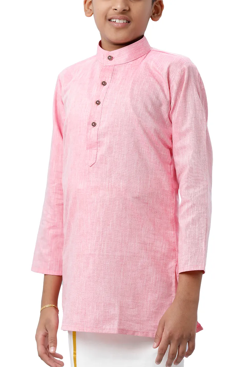 Exotic - Soft Pink Kurta and Matching Fixit Dhoti 2 In 1 Set For Kids | Uathayam