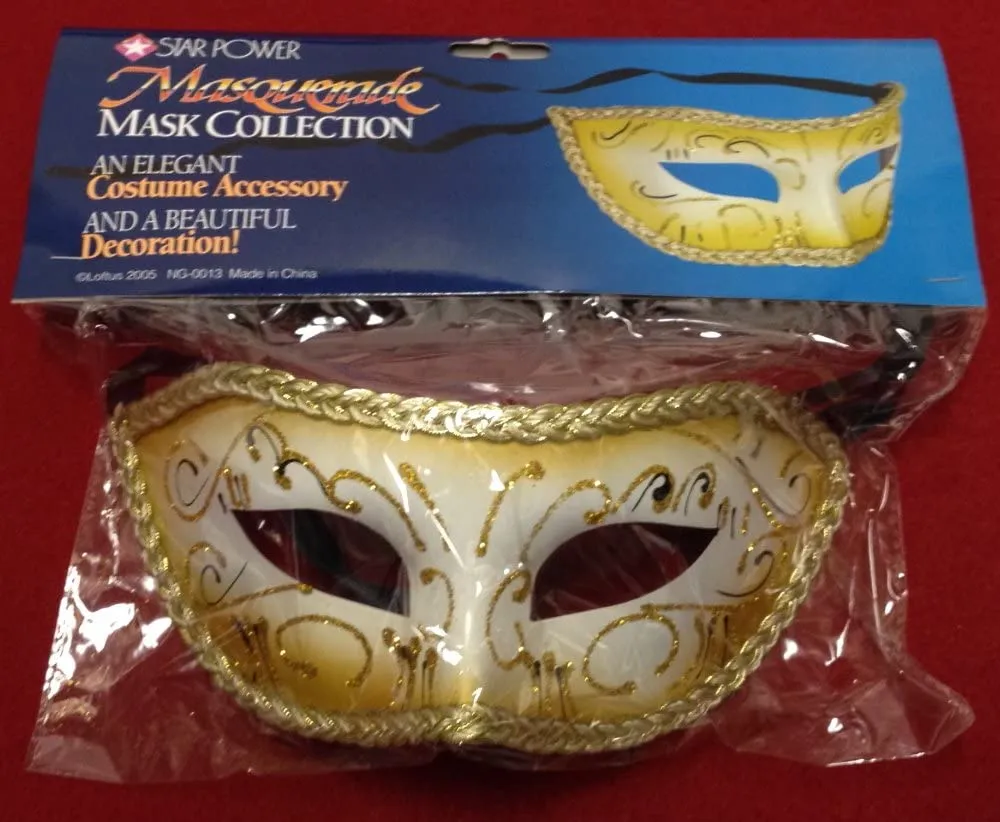 Fancy Masquerade Half Mask, Gold or Purple