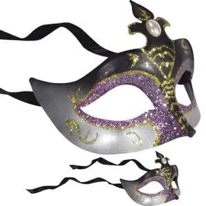 Fancy Masquerade Half Mask, Gold or Purple