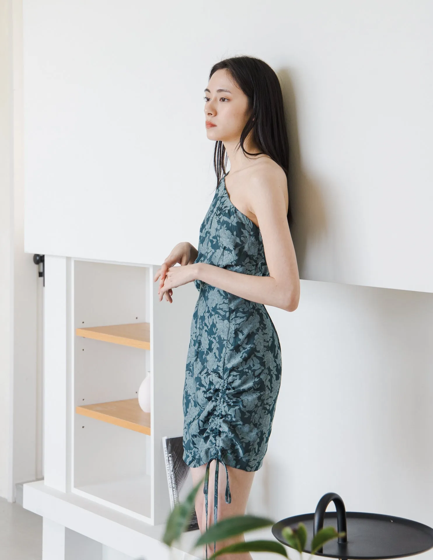 Faye Jacquard Dress in Teal