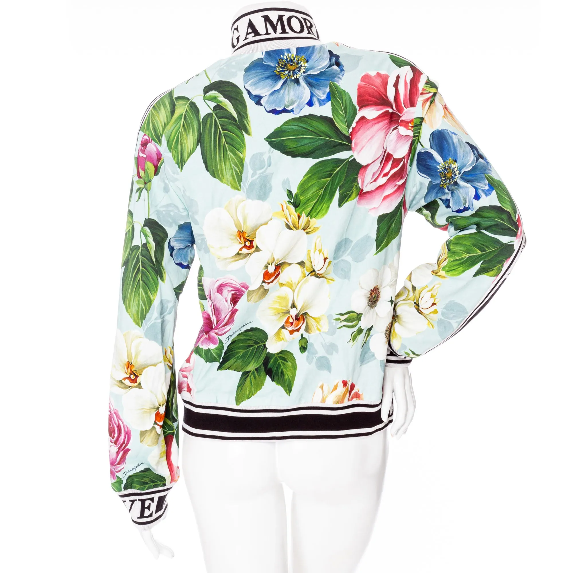 Floral Print Logo Bomber Jacket