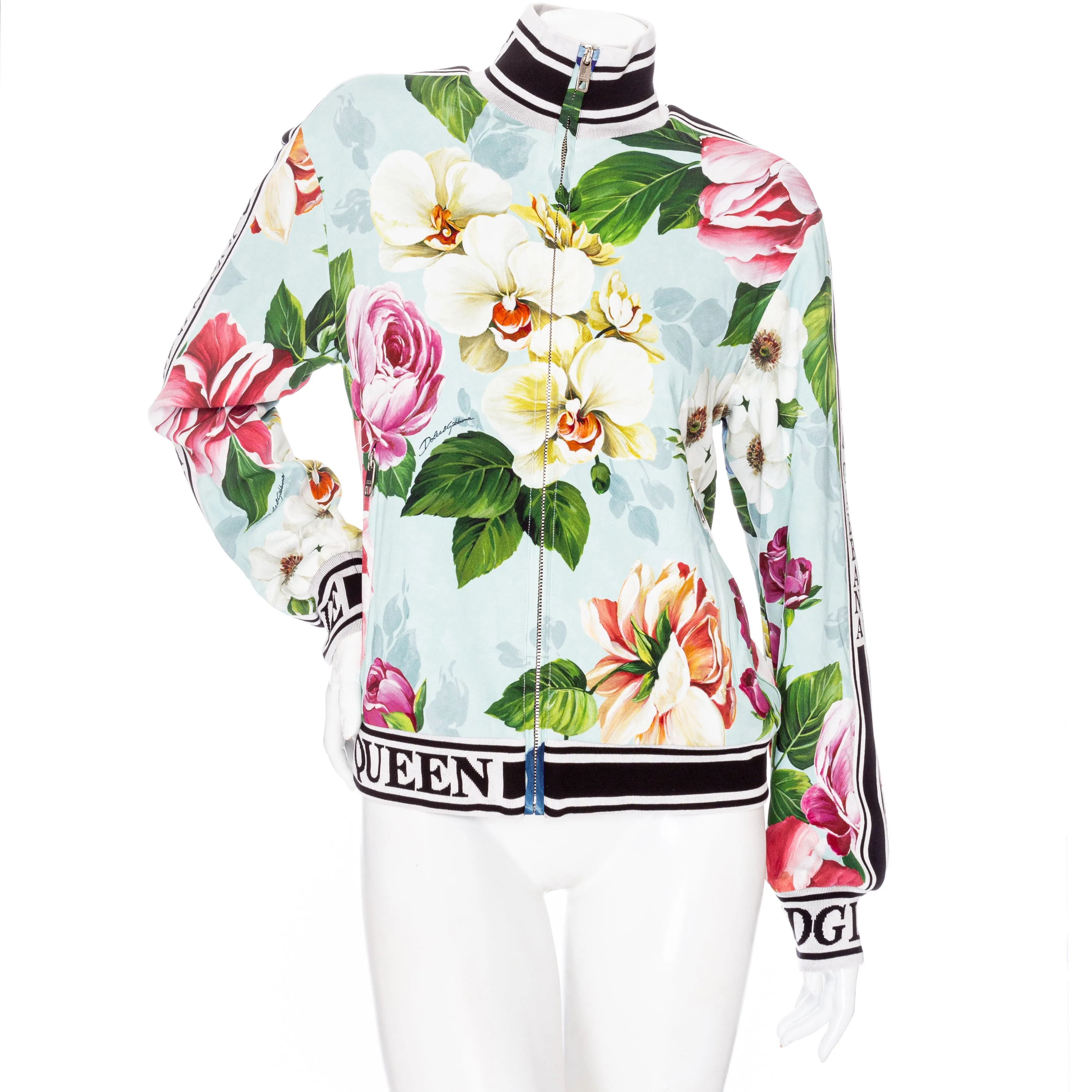 Floral Print Logo Bomber Jacket