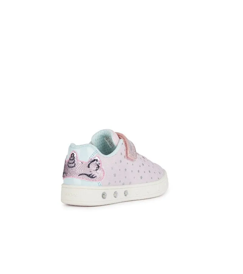 Geox Girls Slip In Pink Light Up Unicorn Casual Trainer Skylin - J458WC