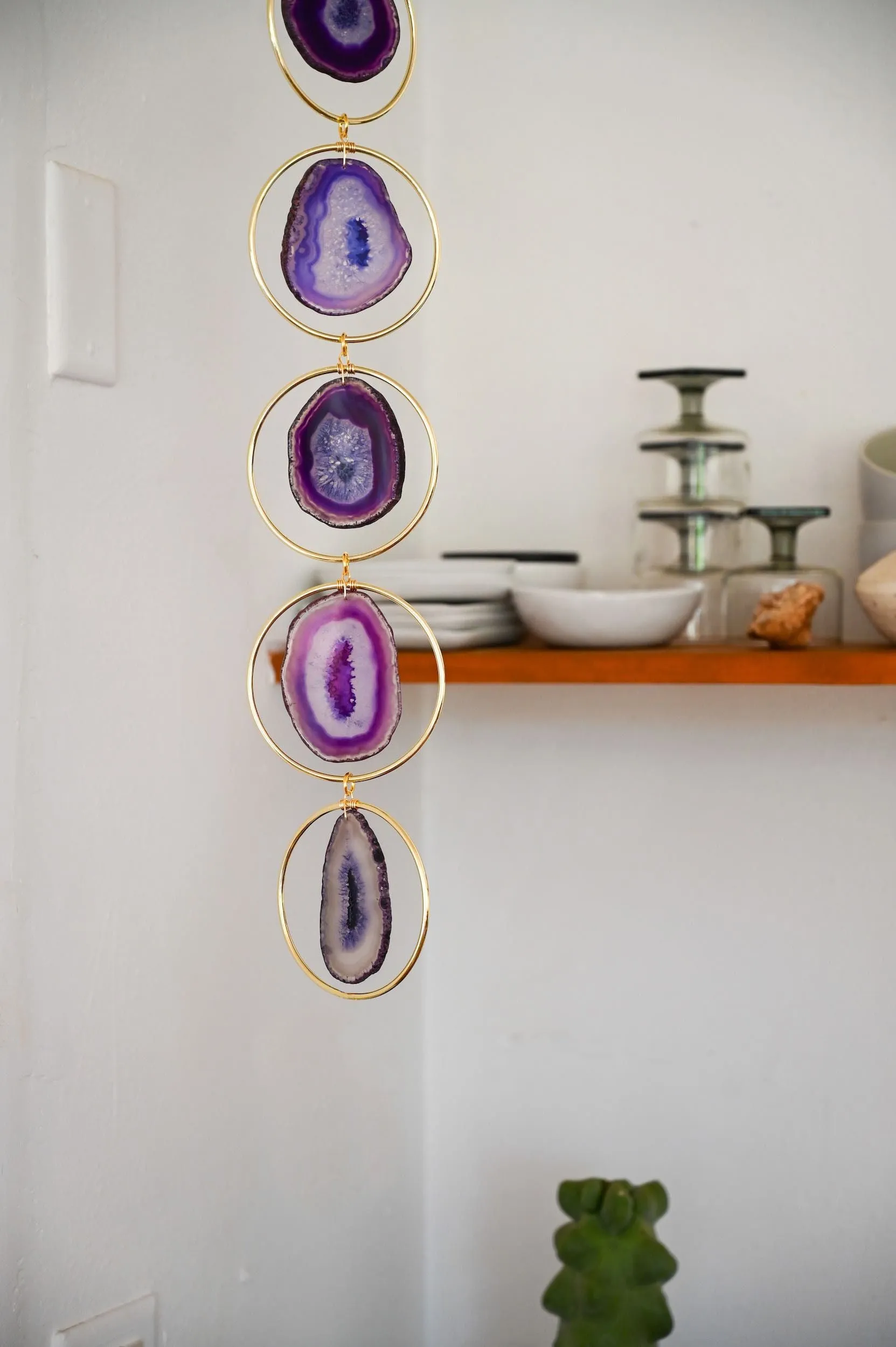 Goddess Energy Purple Agate Geode Hanging