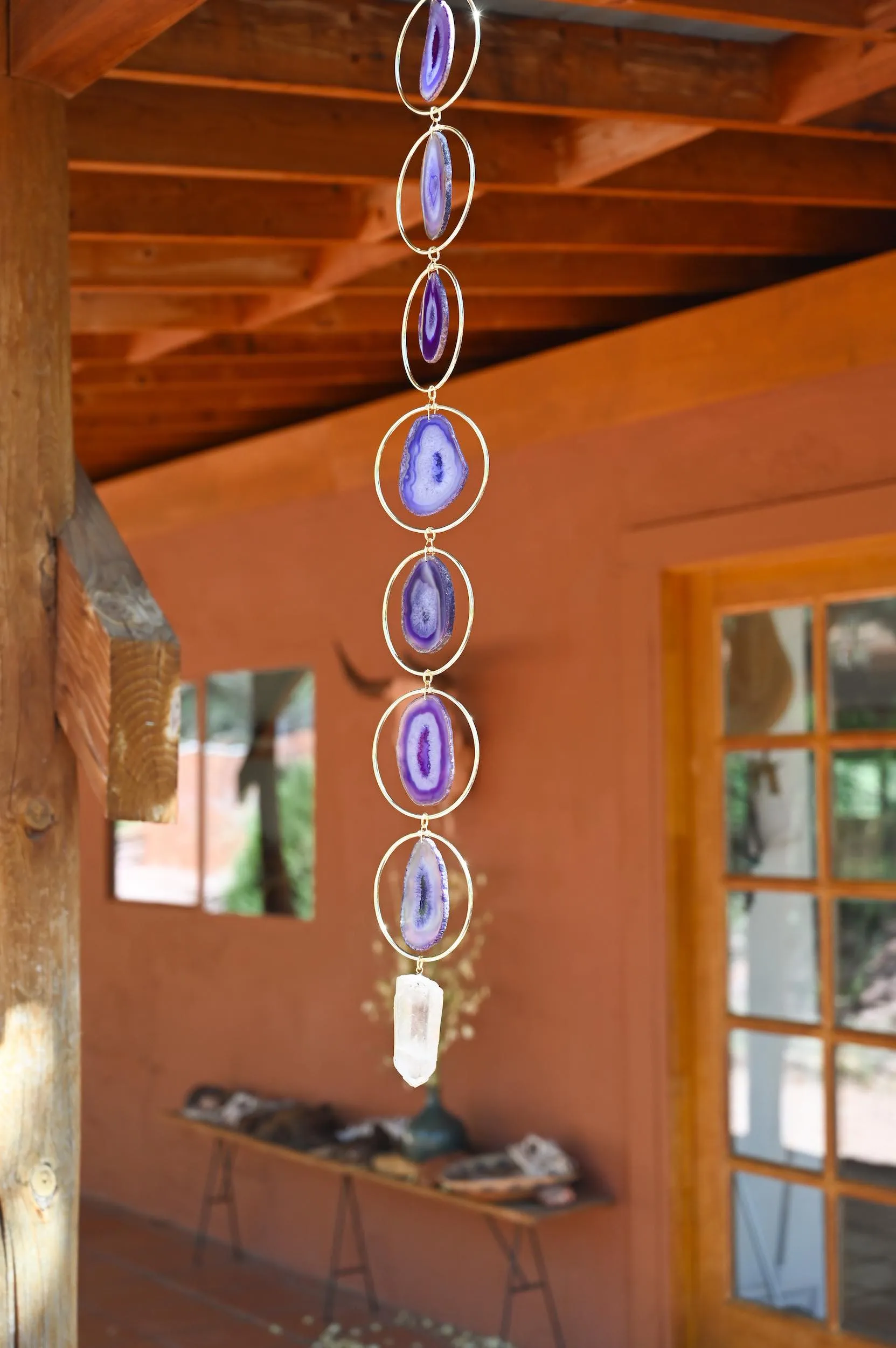 Goddess Energy Purple Agate Geode Hanging