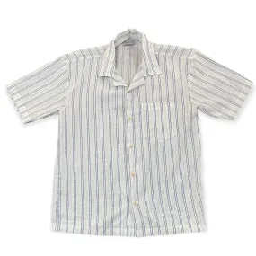 Good Shirt Short Sleeve Open Collar Shirt - Blue Dobby Stripe