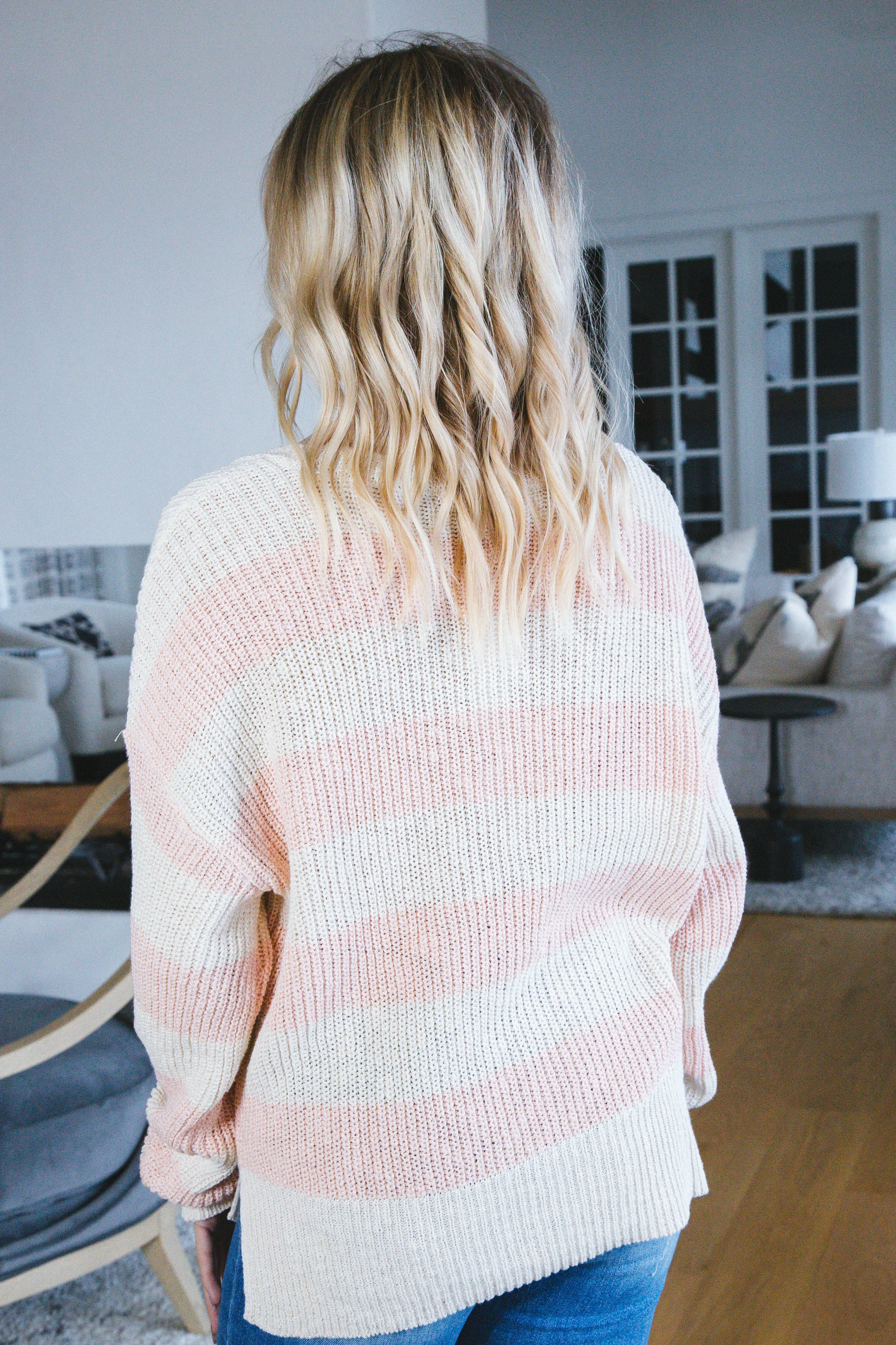 Halle Scoop Neck Striped Sweater, Rose Essence | Sanctuary