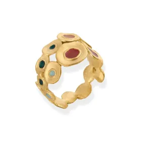 Handmade Gold Plated Ring With Multicolor Enamel Favorita Colors JOIDART