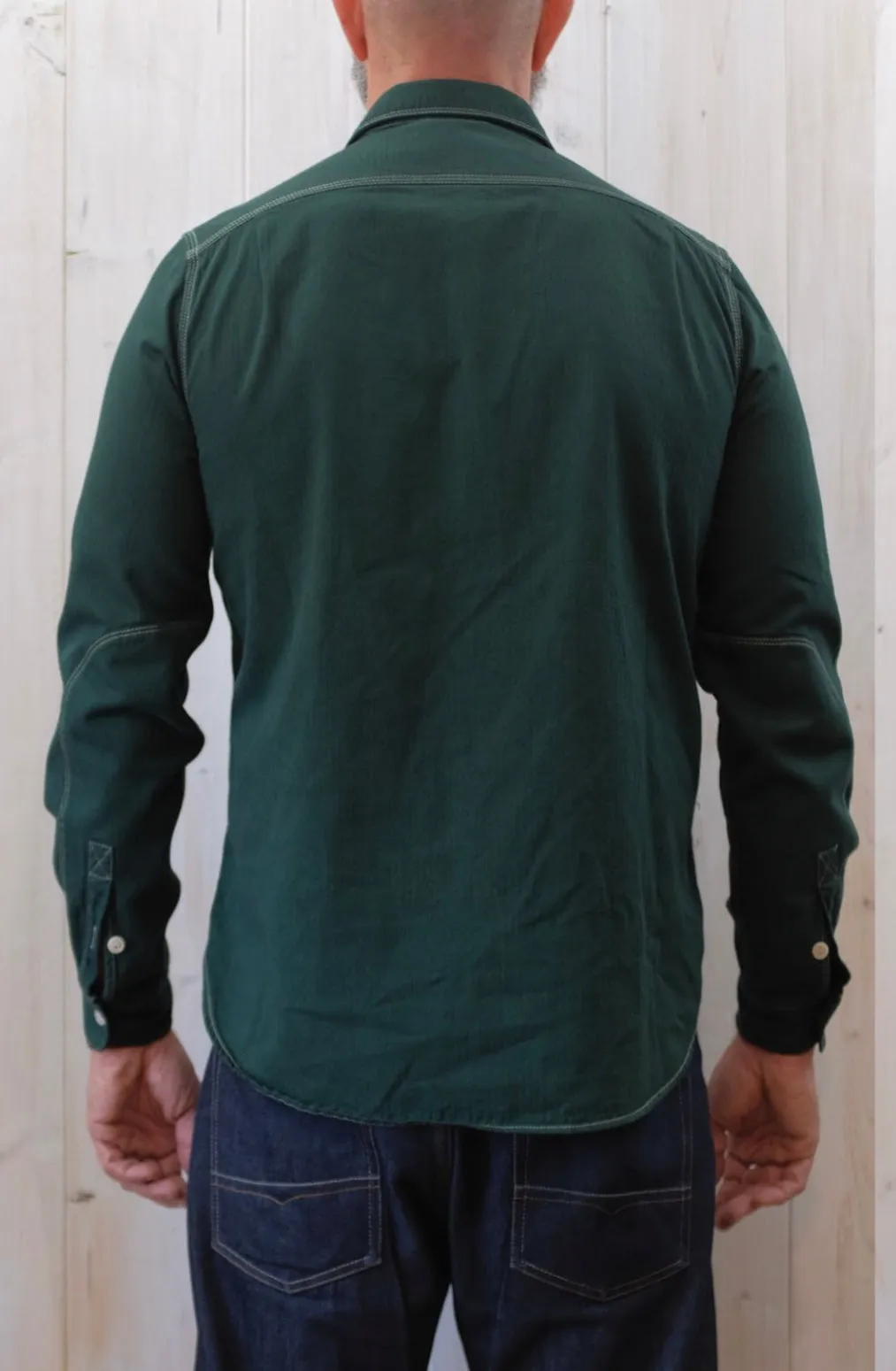 HENS TEETH ITALY Herringbone Green Workshirt