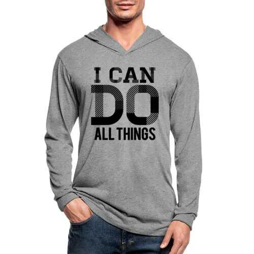 I Can Do All Things Black Graphic Text Tri-Blend Hoodie Shirt